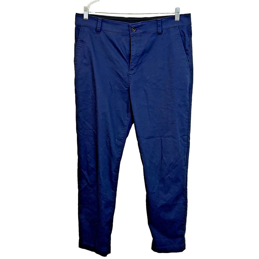 Nike Golf Sport Pants Navy Blue Performance‎ Check Dri-Fit Cotton Men 34x29.5